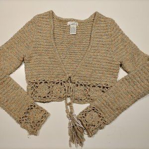 Kenji Natural Anthropologie Cropped Sweater with Clasp